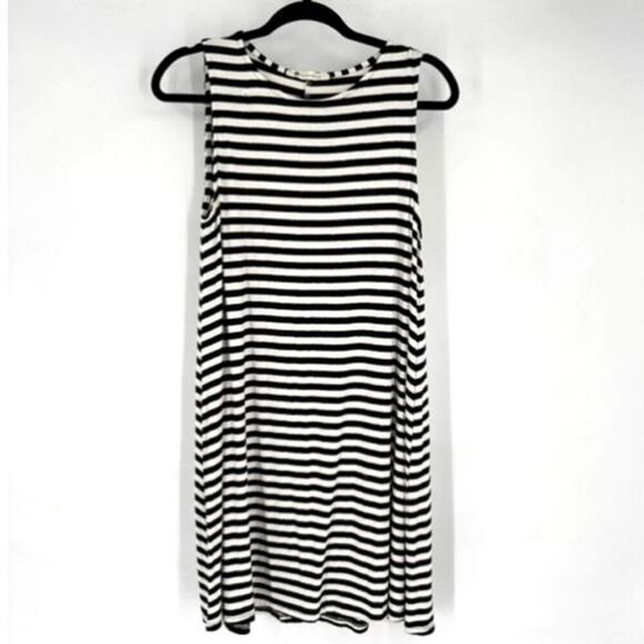 The Impeccable Pig Womens Striped Summer Mini Dress Black White Size Large - Picture 1 of 7